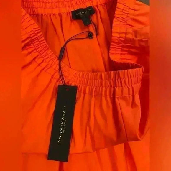 NWT DONNA KARAN NEW YORK Orange Pleated ALine Skirt in Coastal Garden Size Small - Picture 8 of 8